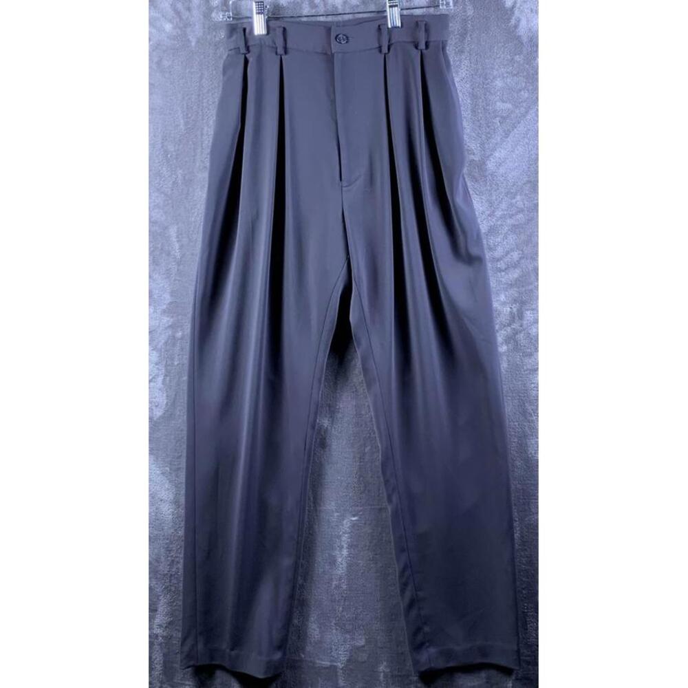 Vintage Blue Ice Womens Black High-Waisted Wide Leg Polyester Dress Pants (735)